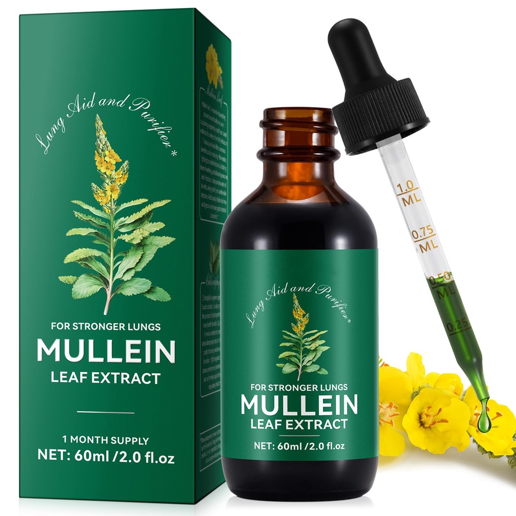 Mullein kapljice, Mullein Leaf Extract za pljuča, Mulleins Leaf kapljice za čiščenje pljuč in Phlegm, hitra absorpcija Močni Mulleins Extract za močnejši pljuč (1)
