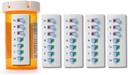Take-n-Slide Peel in palico lahko ponovno uporabite za 12 + Ponovno polnjenje, tablete/zdravilo/vitamin/Pet Med Tracker & Opyer, Pripnite na svojo steklenico, Organizator-free, Curved-Nazaj (bela, 5-Pack)