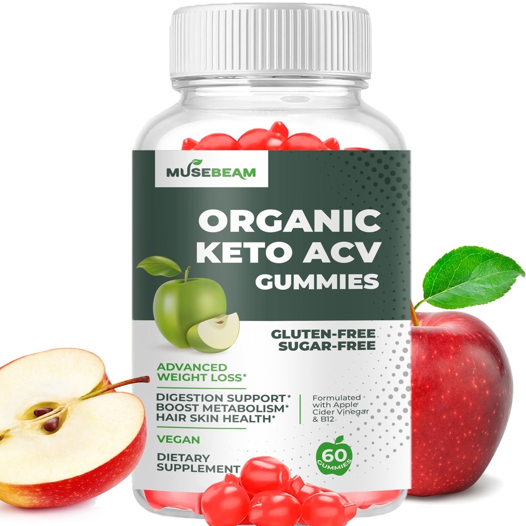 Organski Keto ACV Gumies Napredno hujšanje - Gluten & sladkor brez Belly Fat Burner Apple Cider Viner Prehranska dopolnila za ženske (1000MG)