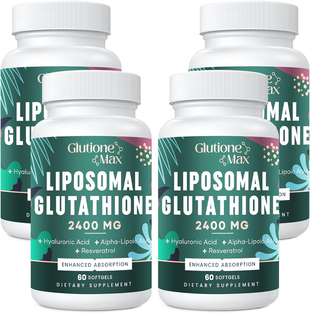8-v-1 liposomski glutation 2400 MG, visoka absorpcija Antioksidant Formula – s hialuronsko kislino, alfa-lipojsko kislino, resveratrolom – kožo, jetrnim detoksom in imunskim sistemom, 240 softgels