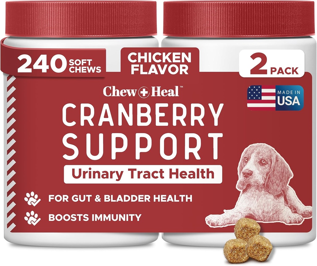 Dog UTI zdravljenje brusnice dopolnilo za pse, 240 Soft Chews - Naravni sečni trakt Infection Support and Healthy Bladder Control – Izdelano z Echinacea in vitamin C (2 pakiranj po 120)