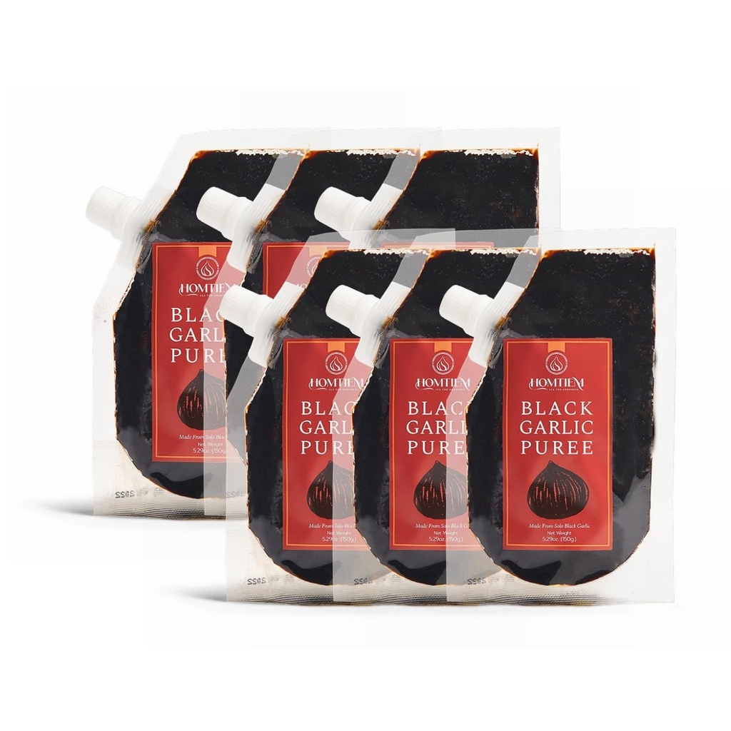 Homtiem Black Česen Puree 150g. (Made iz 100% Solo črna česen), Fermentirano za 90 dni, Non-GMO, Pripravljen za jesti za Snacking in kuhanje (6)