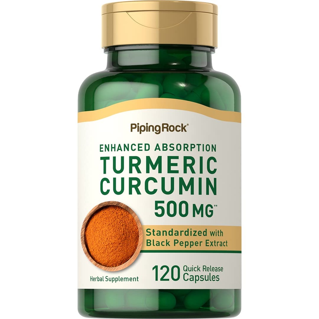 Piping Rock Turmeric Curcumin with Black Pepper | 120 Capsules | Standardized Herbal Supplement | Non-GMO, Gluten Free