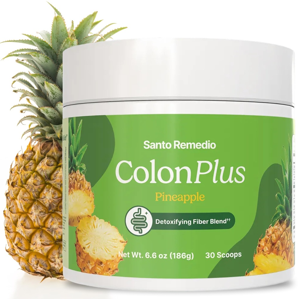 Colon Santo Remedio Plus, čistilec kolonij, dietna Psyllium Husk Fiber in Probiotics dodatek, 30 Servings, Ananas Flavor