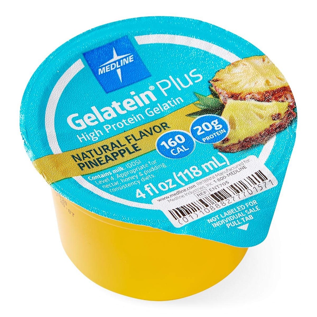 Medline Active Gelatein Plus dodatek, Easy to Serve, Beljakovine in Calorie izboljšano, Ananasov okus, 4oz. Pokal (primer 36)