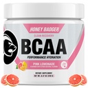 Medeni jazbec BCAA + EAA Aminokisline v prahu, BCAA + L-glutamin, Keto, Vegan, Sladkor brez sladkorja za moške in ženske, Hidracija in postworkout Muscle Recovery Drink Mix, Roza limonada, 30 Serving