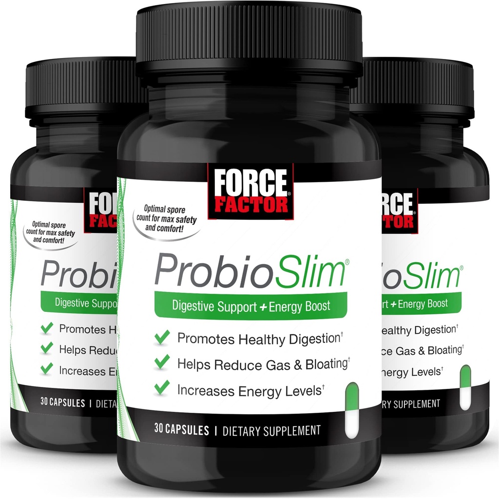 Force Factor ProbioSlim, Probiotic Supplement for Women and Men with Probiotics and Green Tea Extract, Reduce Gas, Bloating, Constipation, Support Digestive Health & Gut Health, 30 Count (Pack of 3)