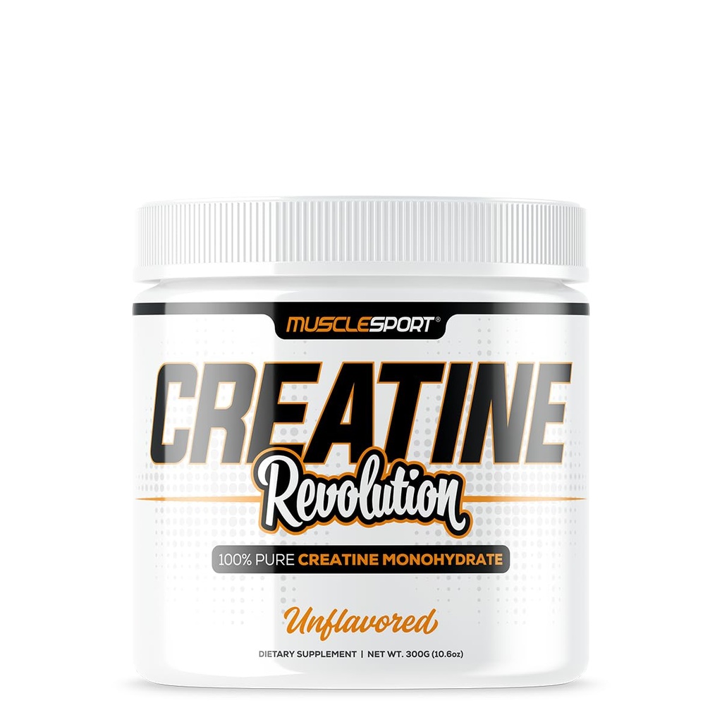 Musclesport Kreatin monohidrat v prahu - mikroniziran kreatin monohidrat - Energija, moč in vzdržljivost - 300g, nearomatizirana