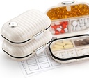 [2 Pack] Zannaki tablete primer prenosljiv mali tedenski tablete organizator, srčkan vlažne dokaz tablete tablete Box imetnik za torbico, Daily Mini Pocket Lekarna Medicine vsebnik za vitamine, ribje olje, dodatek