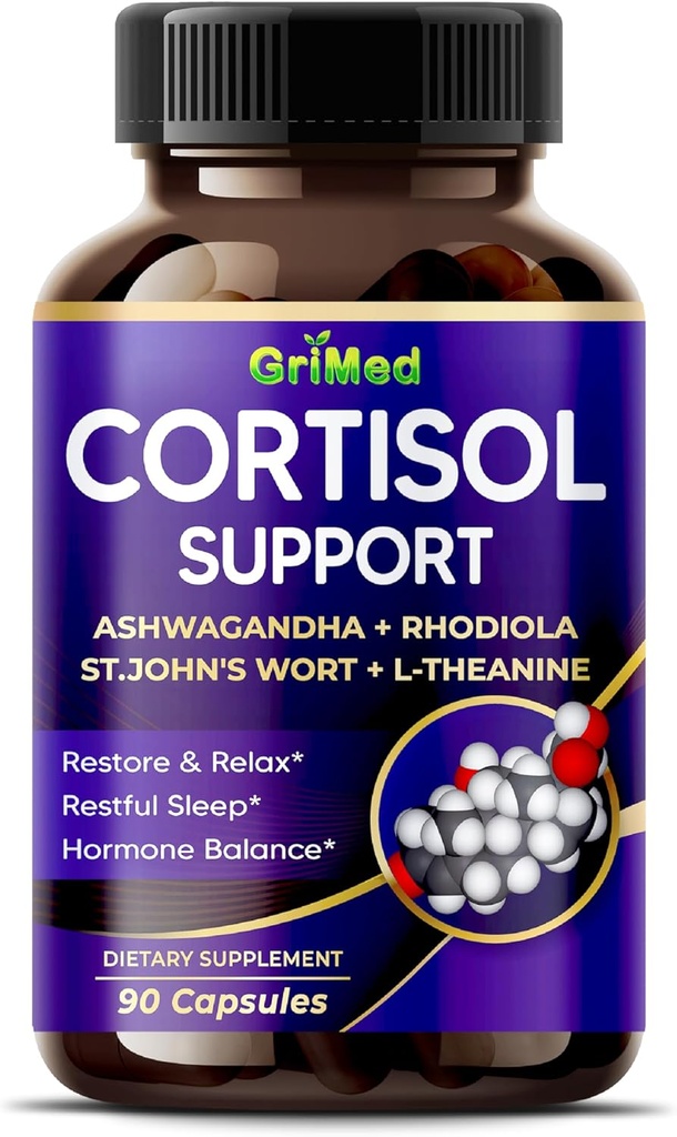 Grimed Ashwagandha Rhodiola 14,150mg - x 10 Moč s St.John's Wort, L-Theanine - Retore & Relax, Počivajoči spanec - ZDA Made & Tested (90 Count (Pack of 1))