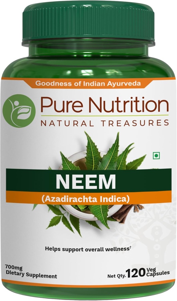Pure Nutrition Neem Kapsule 700mg. (Ekvivalentno do 2600mg Neem Leaf Powder in Bark Powder) Non GSO 