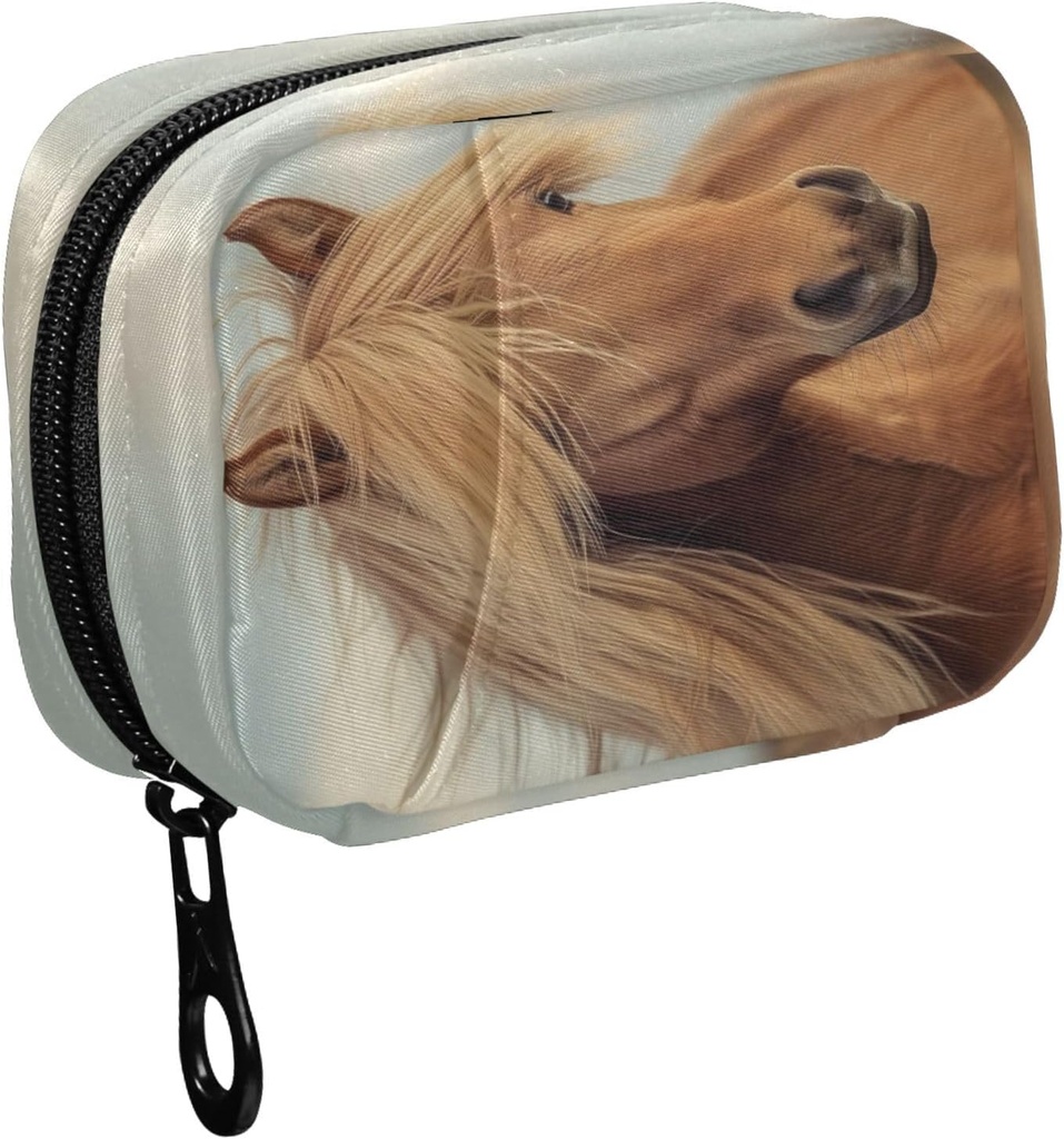 Fustylead lepi rjavi konj z dolgo mane tablete Organizator Primer z zadrgo 2 krat na dan za vitamin in dodatek, 7 Day Travel Organizer Medicine Case