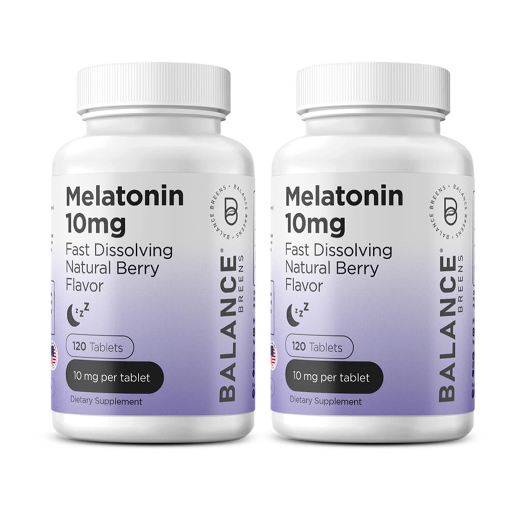 Balancebreens Melatonin 10mg Fast-Dissolve, 120 Tablete – Naravni spanec pomoč za mirne noči, brez drog podporo za sprostitev in mirnost