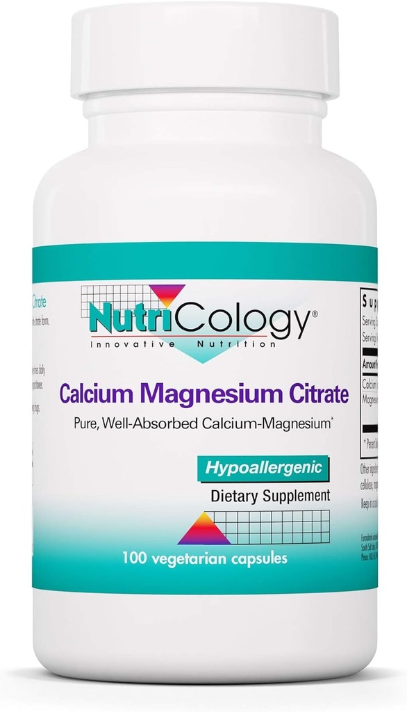 Nutriologija Kalcijev magnezijev citrat Dodatek - zdravje kosti, s kalcijevim citratom, čisto, dobro absorbirano, vegetarijanske kapsule - 100 Število