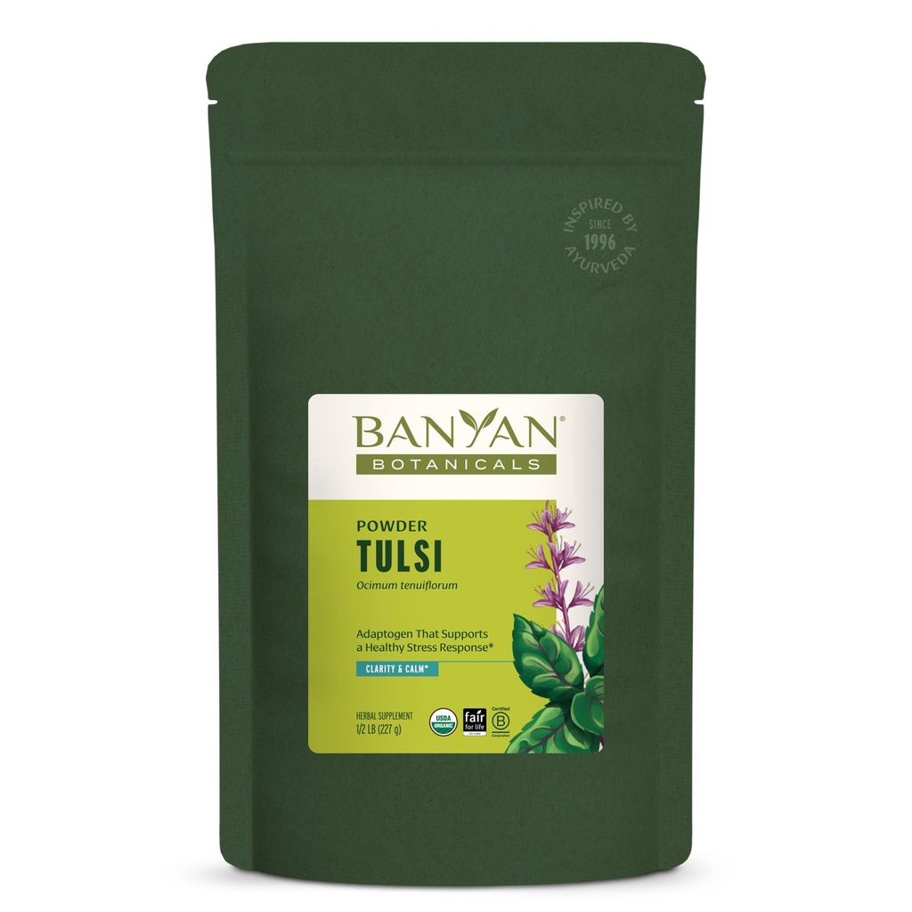 Banyan Botanicals Tulsi Powder – Organic Tulsi – Sveti Basil (Ocimum Sactum) – Ayurvedic Adaptogen za zdravo pljučno funkcijo in miroljubno dobro počutje in * – 1⁄2 lb. – Ne-GMO Trajno vir Vegan