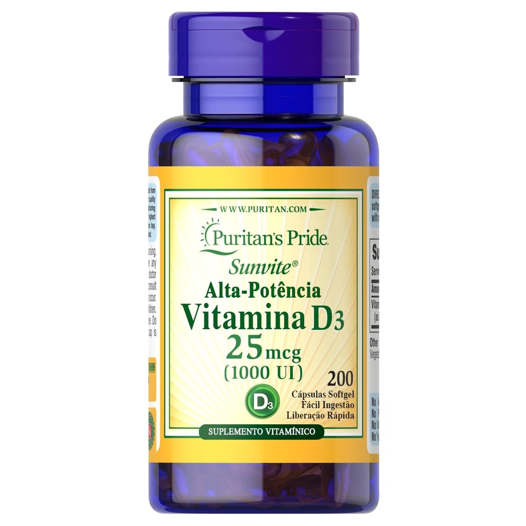 Puritan's Pride Vitamin visoke potentnosti D3 1000 i.e., 200 kapsul