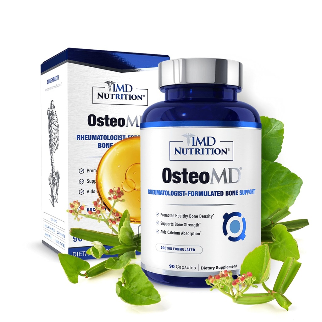 1MD Nutrition OsteoMD za celovito podporo - dodatek za ženske in moške - spodbujanje gostote w/vitamin D - hidroksiapatit w/vitamin D3 & K2-90 kapsule