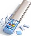 Vaydeer 7 Tedenske tablete Organizator (Podpora 2 krat na dan), Metal Travel Pill Primer, Velika zmogljivost dnevno srčkan tablete Škatla za dodatke, tablete, vitamini in zdravila (Champagne), 8.3*2.1*1.2 palec