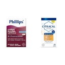 Phillipsove dnevne probiotične kapsule Colon Health, 4-v-1 Symptom Defense & Citracal Počasno sproščanje 1200, 1200 mg kalcijev citrat in kalcijev karbonat Mešanica