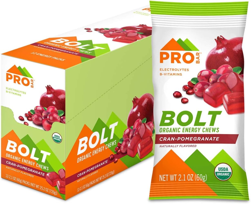 PROBAR - BOLT Ekološka energijska žvečila, brusnično jabolko, ne-GMO, Gluten-free, USDA Certified Organic, Zdrava, Naravna energija, Hitro gorivo Gumiji z vitamini B in C (12 Count)