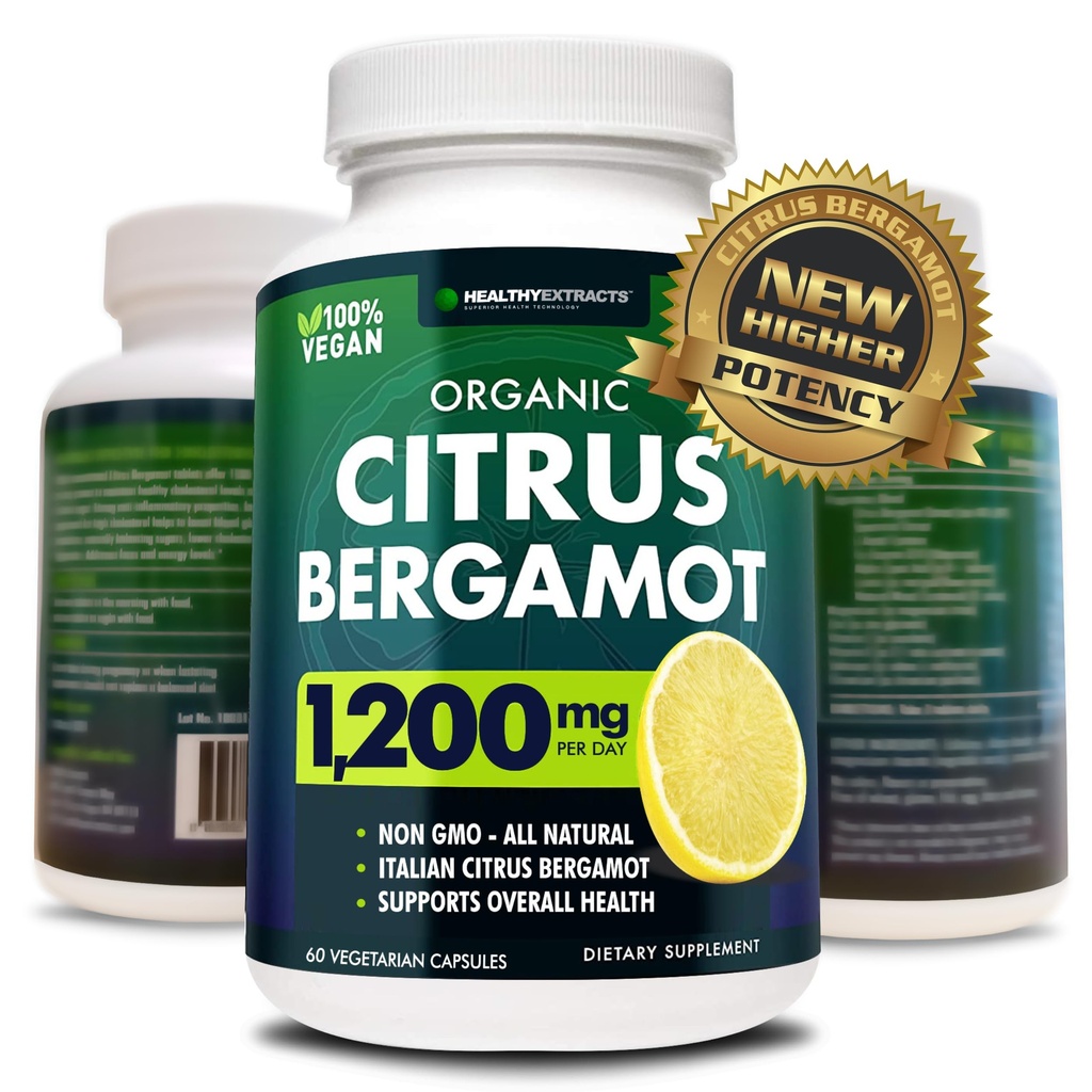 Citrus Bergamot dodatek – 150:1 Extract, 1200mg na serviranje, 80% Polifenoli, Dopolnilo za visoko holesterol, italijanski vir, 60 Count, 1 mesec dobave, Izdelano v ZDA
