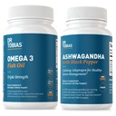 Dr. Tobias Omega 3 Ribje olje in Ashwagandha kapsule, Podpora splošno Wellness & Uravnotežena energija in odpornost, ne-GMO
