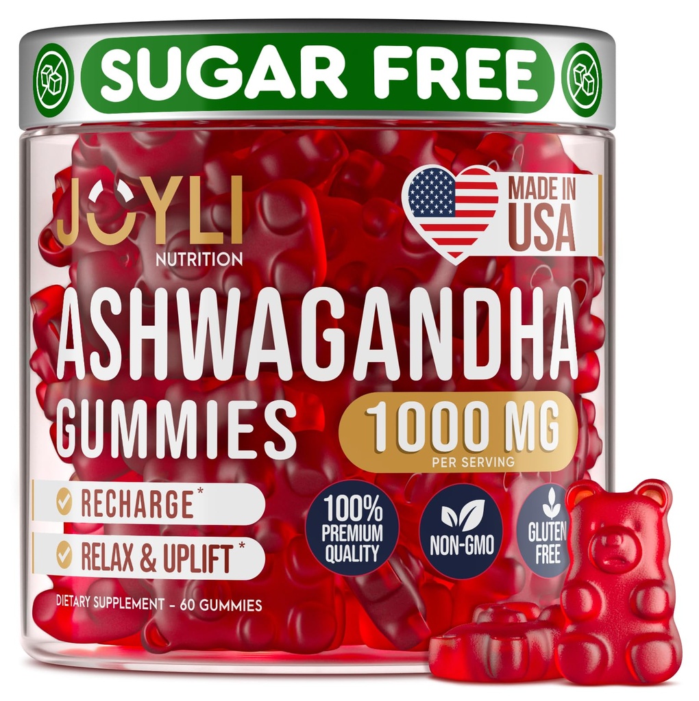 Ashwagandha Gummies za ženske & moške - naravni mir Gumies z Ashwagandha korenski ekstrakt Vitamin C cink - Ashwagandha Zeliščni dodatek za stres spanja ravnotežje - 60 Veganski sladkor brez žvečil