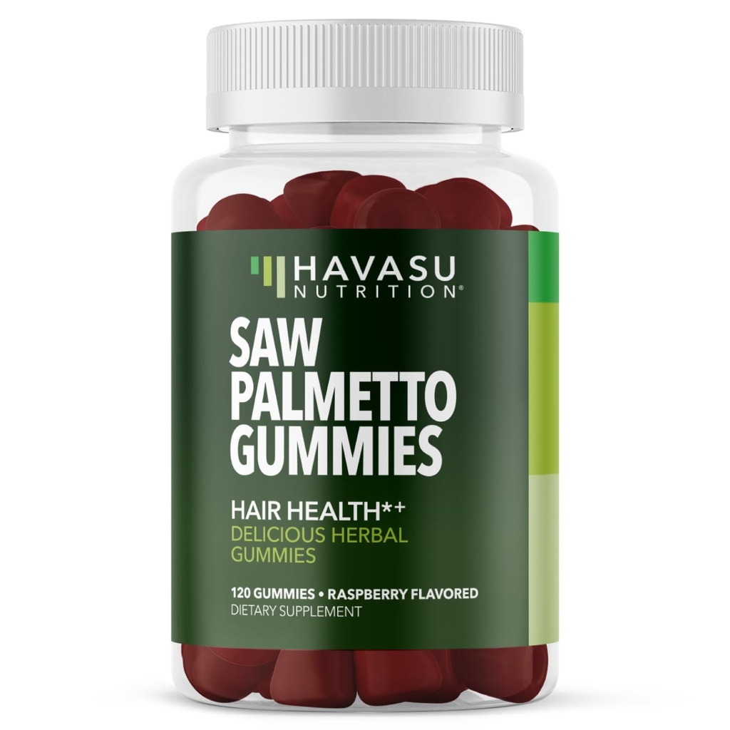 Saw Palmetto za moške Gumies - DHT bloker dodatek za zdravje las in moški vzorec Balding - 120 Count - Podpira Skalp in prostate Wellness - Malina Flavor - Vegan, Non-GMO, 2 Mesec dobave