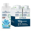 KATE FARMS Organic Pediatric 1.2 High Calorie Chocolate Nutrition Shake, 12g beljakovine, 27 Vitamini in minerali, Prehranska zamenjava, 8.45 oz (6 pakiranje)