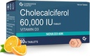 Generični vitamin D3 60000 i.e. - Žvečljivi holekalciferol Vitamin D dodatek za ženske in moške - 40 tablet, Nautral