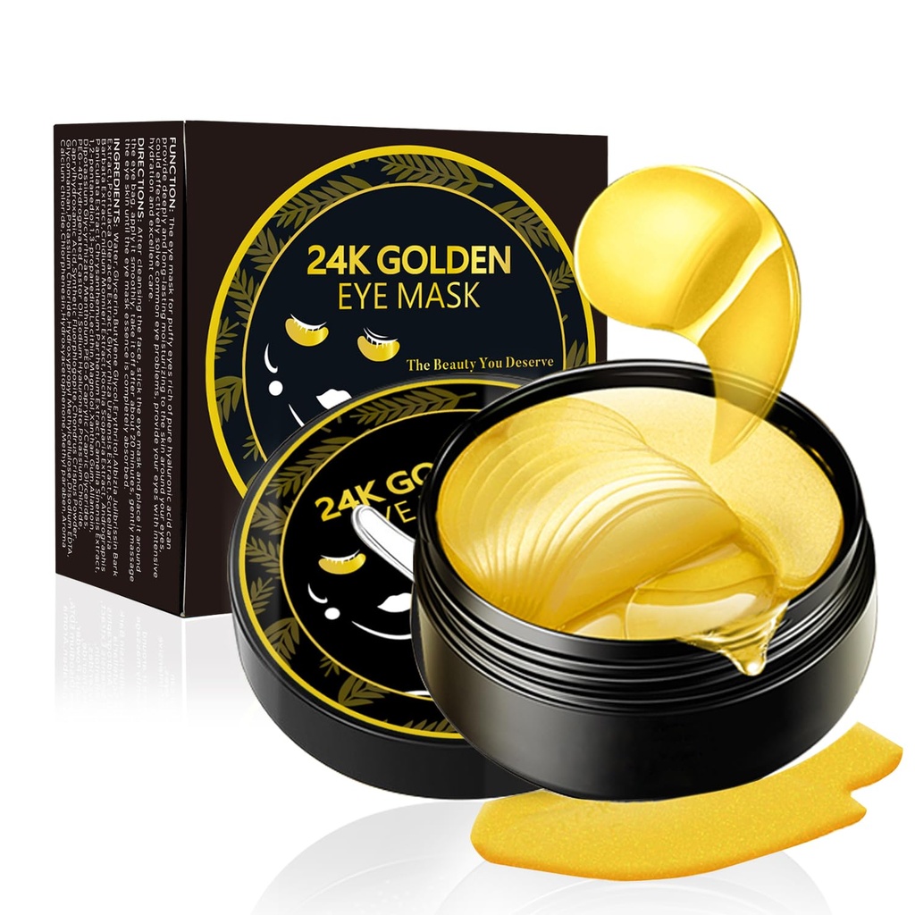 Pod obliži za oči, 24K Gold Eye maska, 60PCS pod masko za oči, Collagen Gel Pads Patch zdravljenja za svetle gube Puffy oči temne kroge proti staranju vlažilni, fine linije oči vrečke ženske moške
