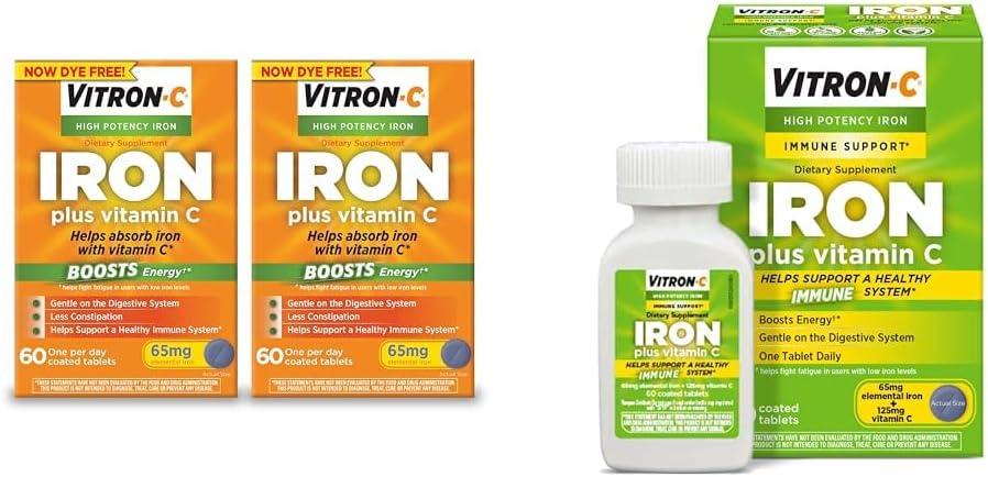 Železo Vitron-C dodatek, enkrat na dan, visoka jakost železa Plus Vitamin C & železov dodatek & Imunska podpora