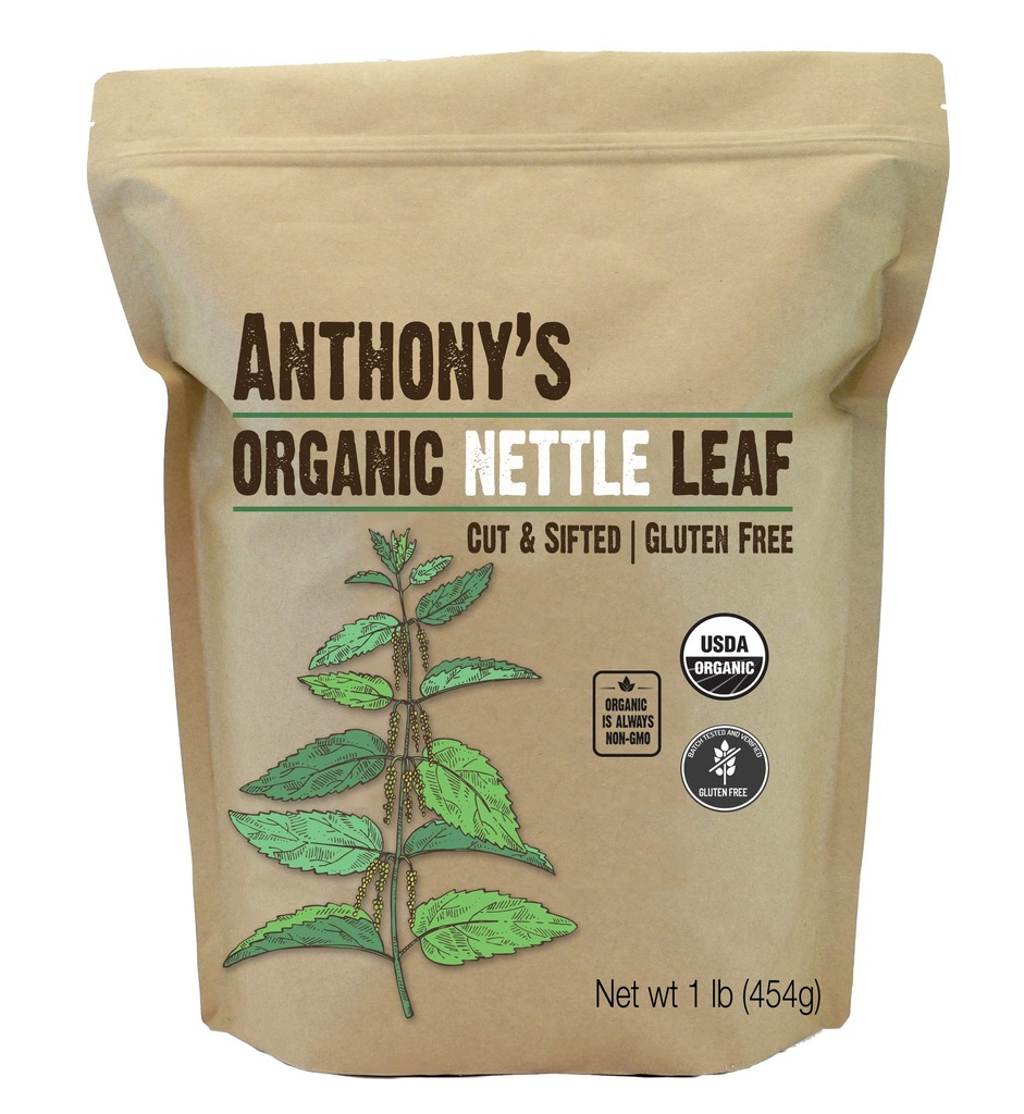 Anthony's Organic Nettle Leaf, 1 lb, Gluten prost, ne GSO, rezano in obsevano, neobsevano, Keto prijazno