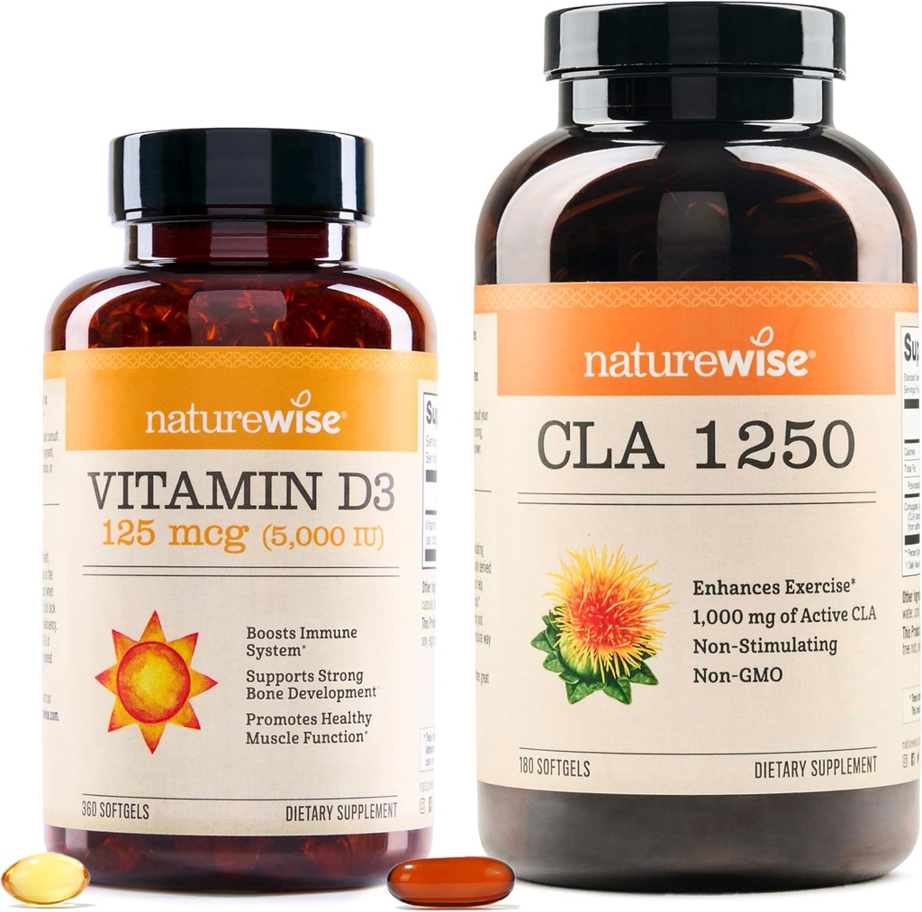 NatureWise Vitamin D3 5000iu (125 μg) 1 leto Oskrba CLA 1250 Izboljšava naravne vaje