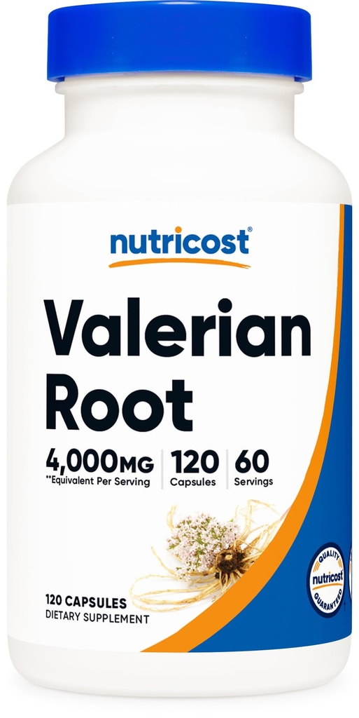 Nutricost Valerian Root Kapsules (1000mg na serviranje) 120 kapsul - 4.000mg ekvivalent na serviranje (4:1 ekstrakt), Vegetarian Caps, Gluten Free, Non-GMO