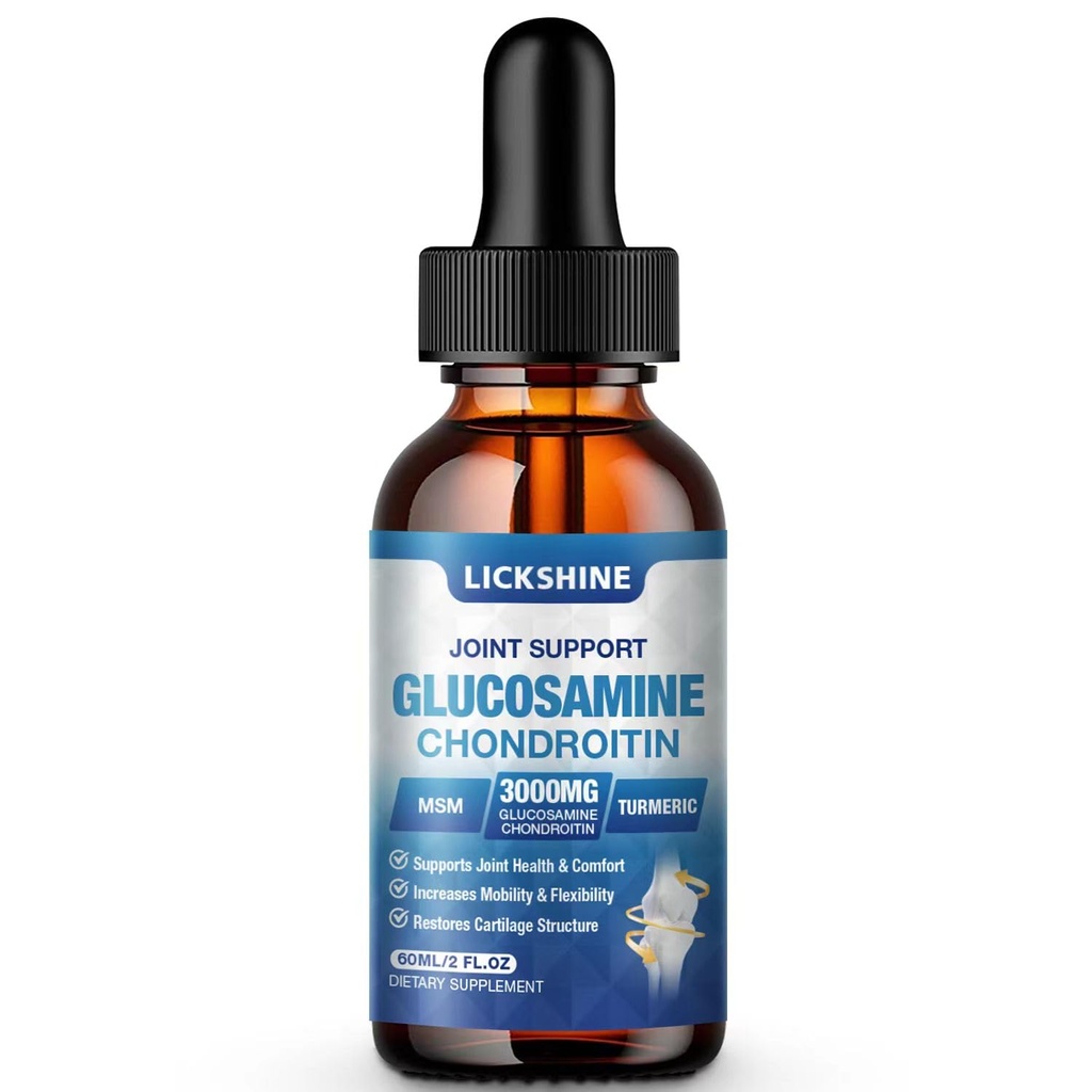 1 Pack Glukozamin Chondroitin MSM tekoče kapljice - Dodatna moč skupna podpora dodatek za odrasle s Quercetin Boswelia, Bromelain, hialuronska kislina, antioksidant imunske podpore (2 Fl oz)