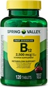 Spomladanska dolina, vitamin B12 2500 MCG, B12 Hitro raztapljanje češnjevih arom Prehranska dopolnila, Vitamin B12, 120 Število - Nov videz (Pack of 1)