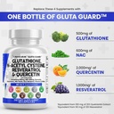 Čisti Nutraceuticals Glutatione 500mg dodatek z vitaminom C N Acetil Cysteine 600mg Berberine 1000mg Resveratrol Quercetin Alpha Lipoična kislina - Zmanjšani L Glutation Free Form Women 60 Ct ZDA Made