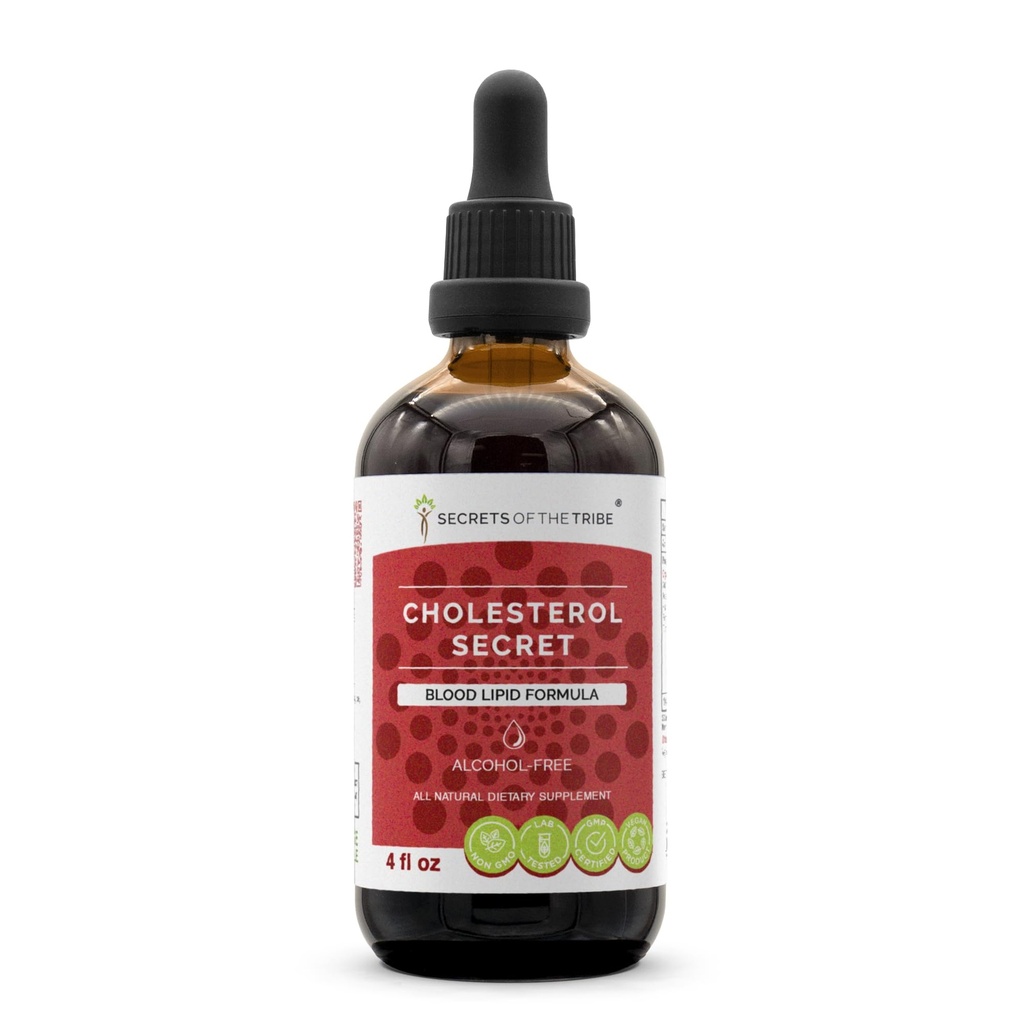 Skrivnosti Tribe - Holesterol Secret, Blood Lipid Formula, Zeliščni dodatek Mešanica kapljice Alkohol brez tekočine Extract 4 fl oz