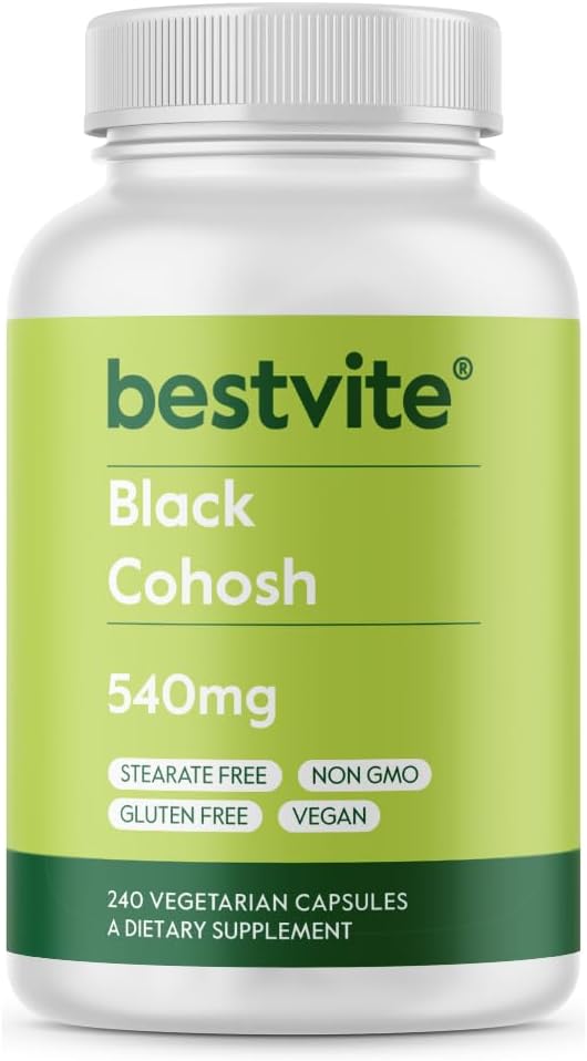 BESTVITE Black Cohosh 540mg (240 vegetarijanskih kapsul) - brez stearat - brez fillerjev - Vegan - Non GSO - Gluten Free