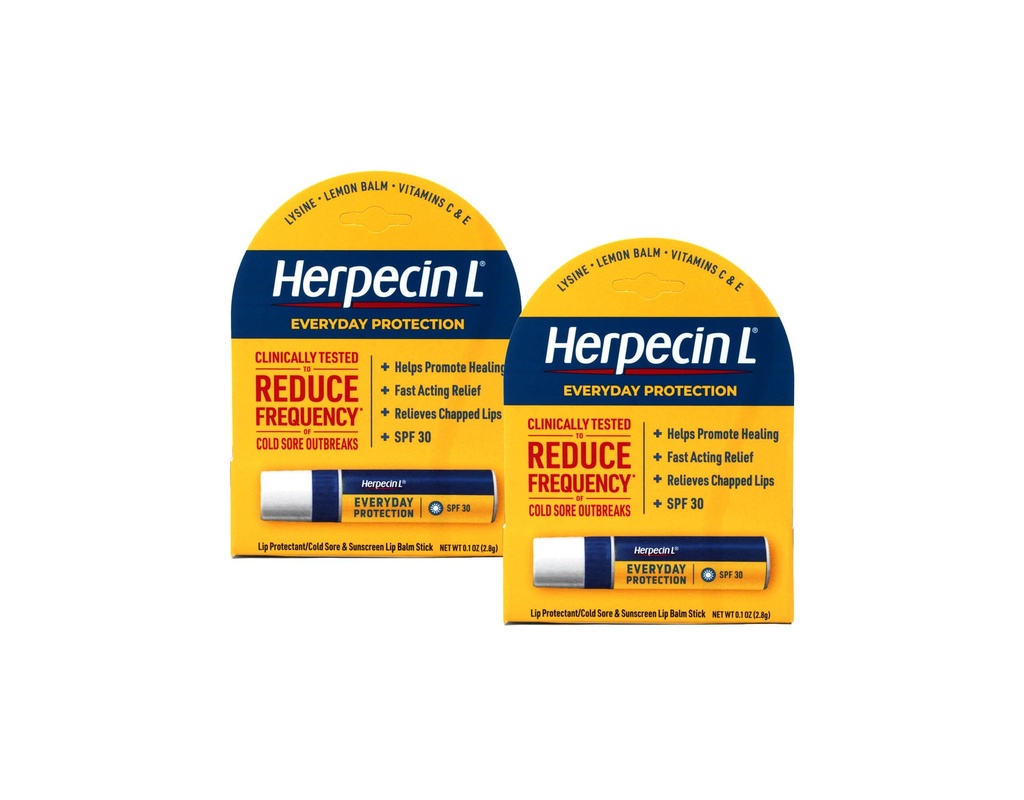 Herpecin L Lip Balm Stick with SPF30 in Lysine; ščiti & obravnava hladne rane & zvišana telesna temperatura mehurji, Chapped Lips, 0.1oz - 2 pakiranje