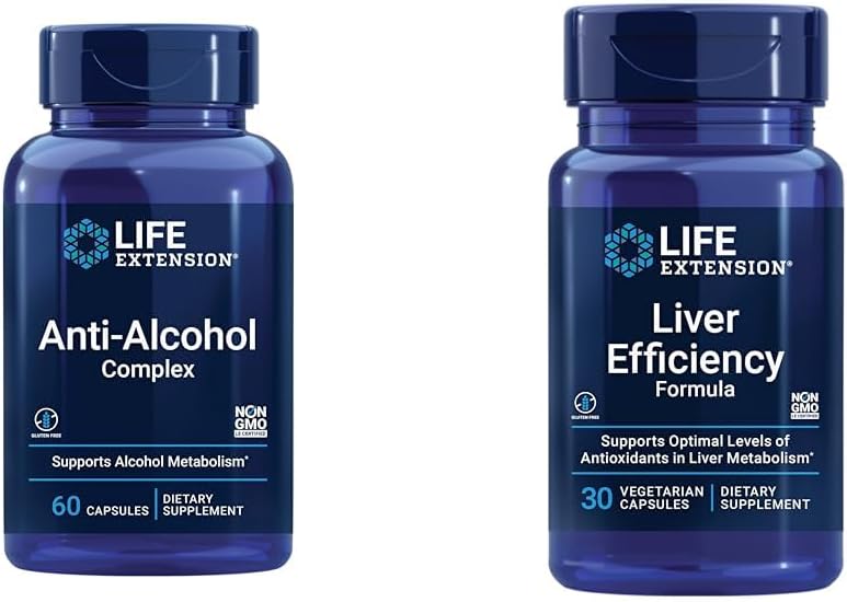 Life Extension Jetra Health Support Bundle z anti-Alkohol kompleks in Jetrna učinkovitost Formula