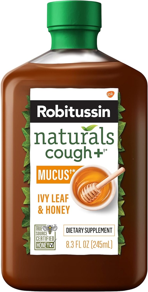 Robitusin Naturals Med in Ivy Leaf Prehranska dopolnila Olajša občasno kašelj povezan z Hoarseness, Suho grlo, in dražila, 8.3 oz