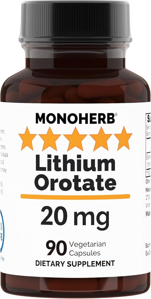 Litij Orotat 20 mg elementarnega litija na kapsulo - 90 vegetarijanskih kapsul