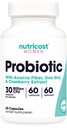 Nutricost probiotik za ženske 30 milijard CFU, 60 kapsul - kompleks z Acacia Fiber, Uva Ursi & Cranberry Extract, brez GMO & Gluten