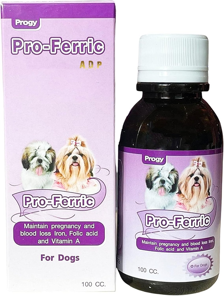 PRO-FERRIC 100 CC. Liquid Tonic Best Pet Booster Krvna podpora za pse Mladiči železa in več vitaminov dodatek Super povečanje živalske imunitete Energija in moč, Folic B6 B12 spodbuja rdeče krvne celice