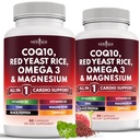NOVA STAROST COQ10 200mg rdeči riž 3000mg omega 3-6-9 3000mg magnezijev kompleks 500mg cinkov vitamin K2 D3 - vitamini za ženske in moške z vitaminom B3, koencim Q10-120
