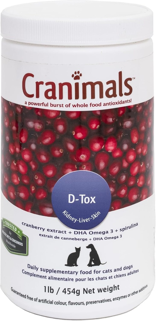 Creanimals D-Tox Daily Multivitamin za pse, Superfood Aminokisline, Antioksidanti, DHA Maščobne kisline, Vitamini E, B, D, Biotin, Minerali za podporo metabolične funkcije, energetika, Pet Wellness, Dolgoživost