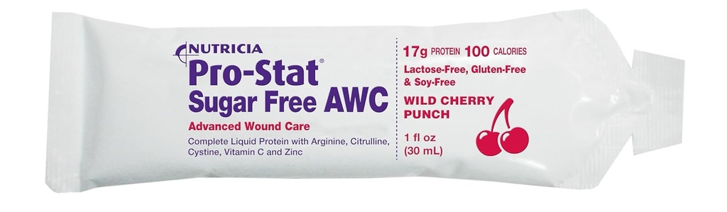 Pro-Stat AWC Sugar-free Protein Packets, Wild Cherry Punch, 1 oz (96 Count) - Medicinska hrana za nego ran, okrevanje mišic, Laktoza & Gluten-free dodatek