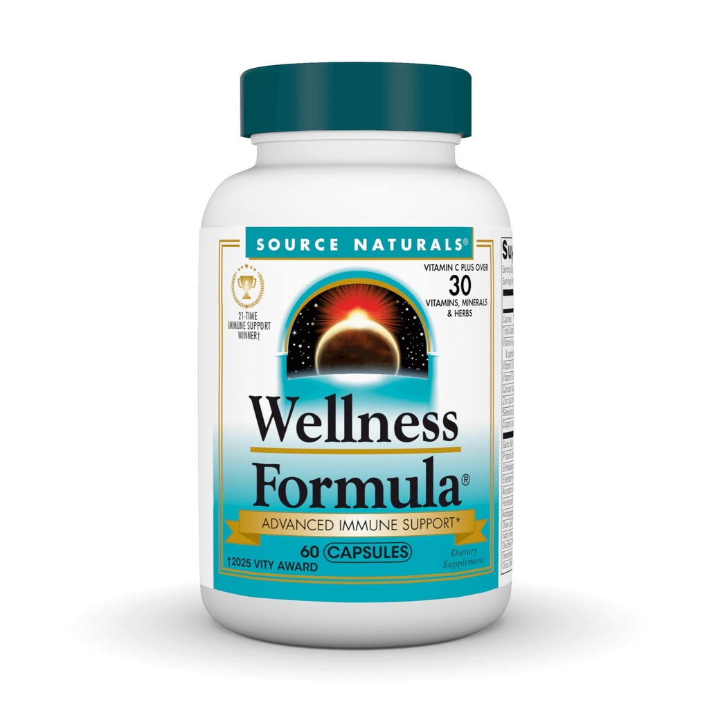Vir Naturals Wellness Formula Bio-Uravnani vitamini in zeliščna obramba za podporo imunskega sistema - prehranski dodatek & Imunity Booster - 60 kapsul